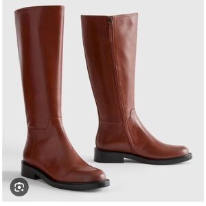 NIB Quince Women's Size‎ 7 Italian Leather Riding Boots In Saddle Brown
